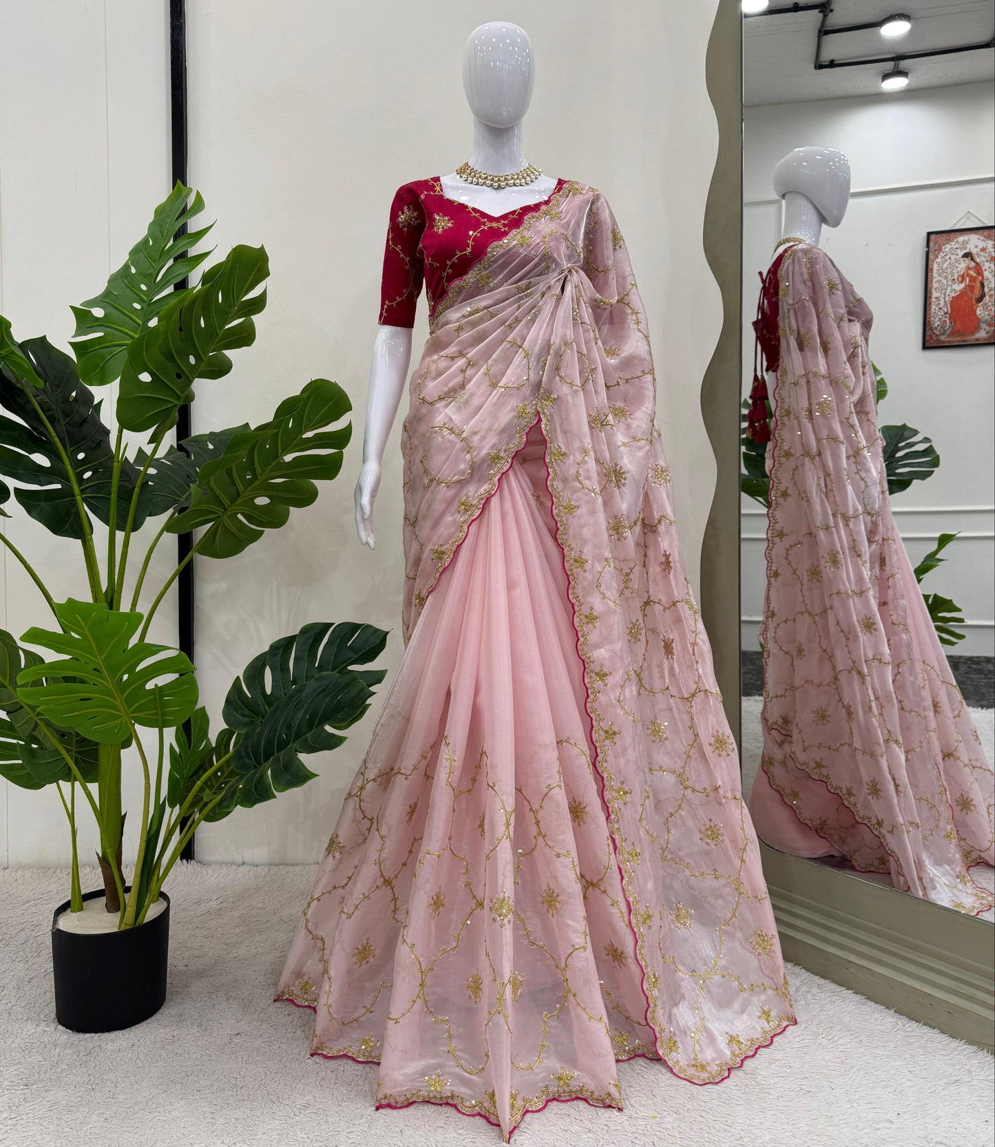 Baby Pink Heavy Zimmy Chu Saree