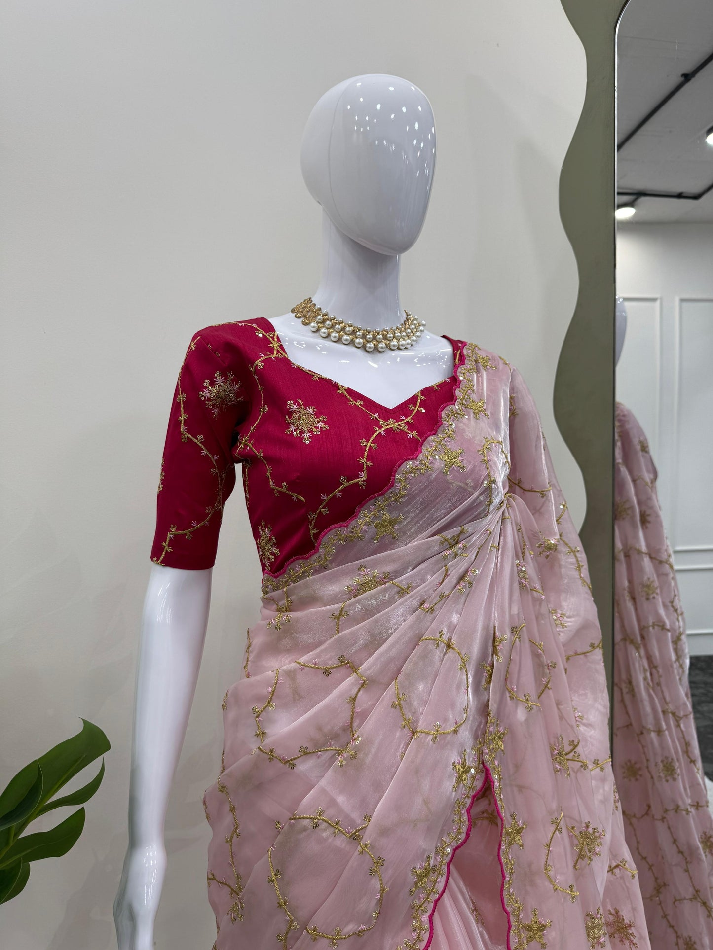 Baby Pink Heavy Zimmy Chu Saree