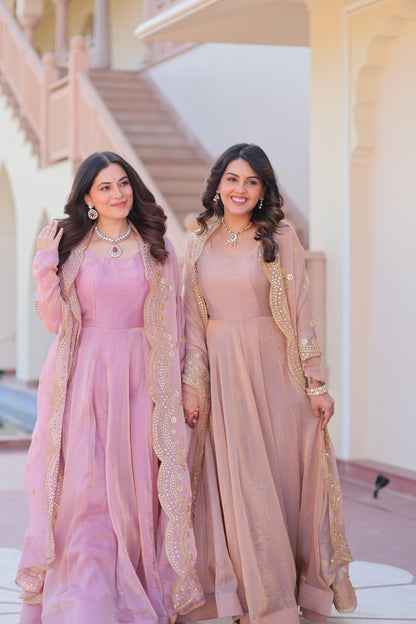 Fabulous Fendy chiffon Gown With Cut-Work Dupatta