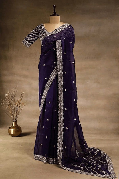 Premium Rangoli Silk Sequin embroidery Saree