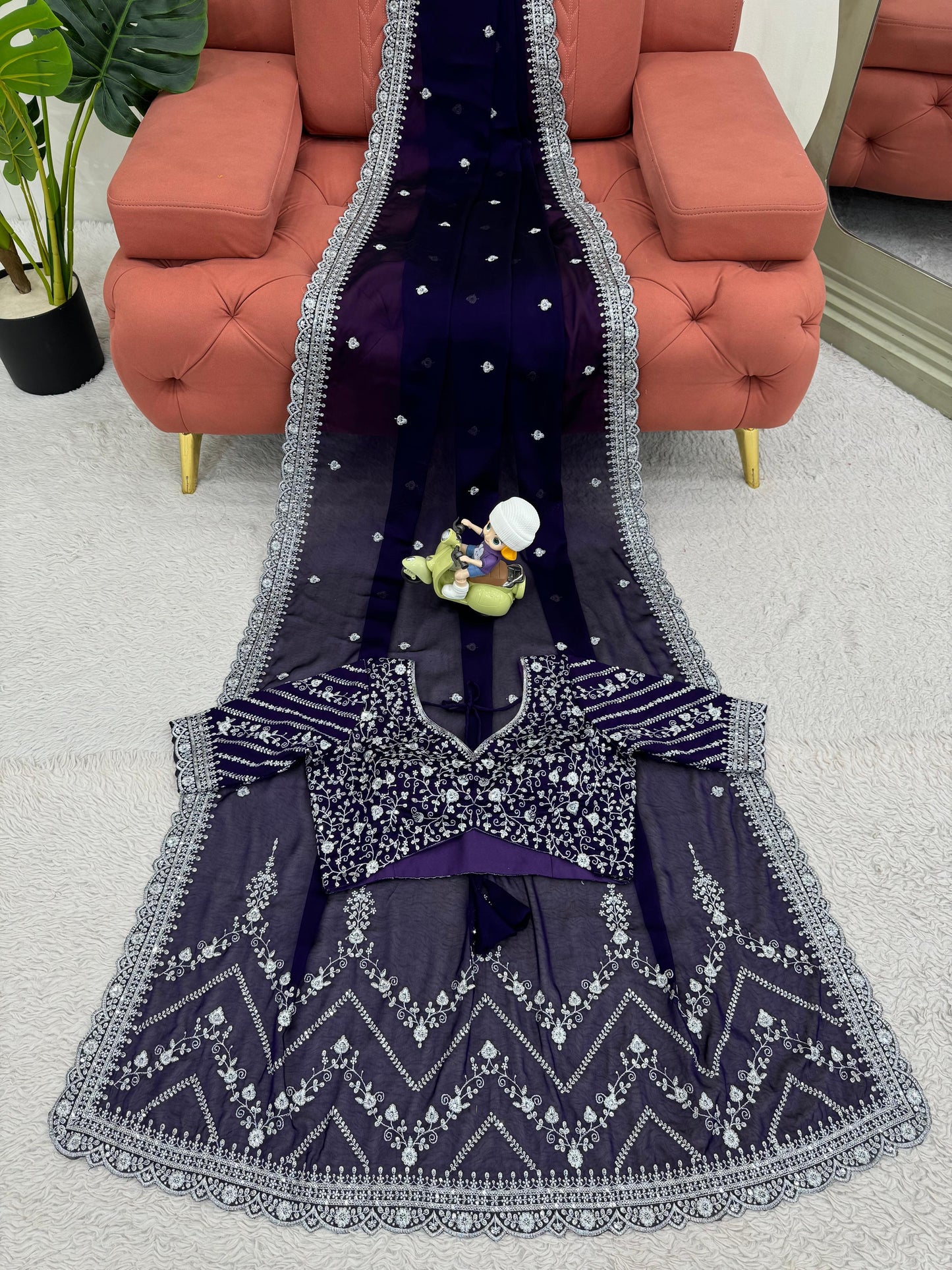 Premium Rangoli Silk Sequin embroidery Saree
