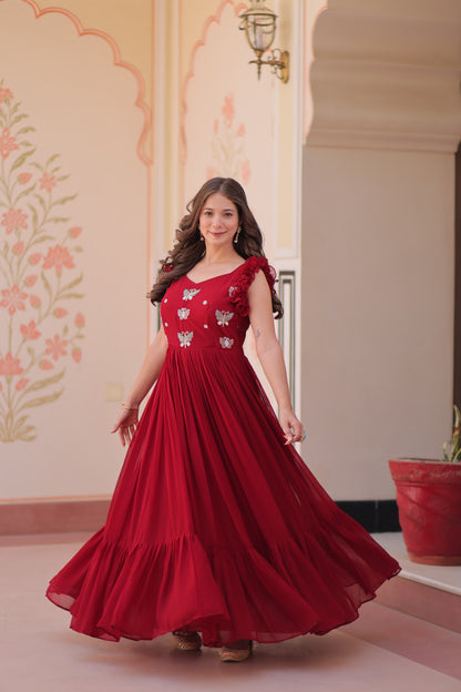 Faux Blooming  Multithreaded Gown