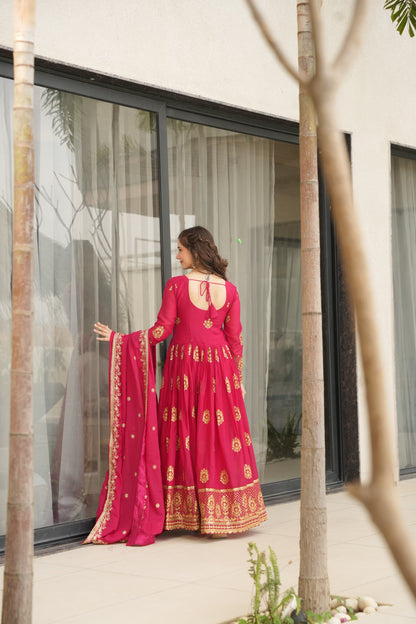 Gorgeous Star Georgette With Sequins Work Gown With Dupatta