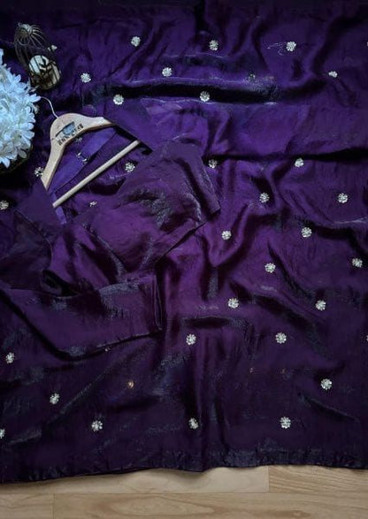Purple Pure Space Silk With Elegant Texture Saree