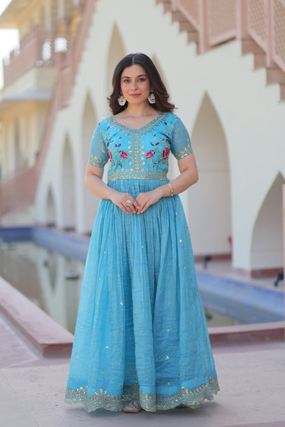 Gold Crush Zari & Sequins Work Gown