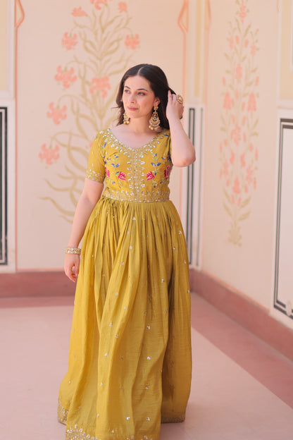 Gold Crush Zari & Sequins Work Gown