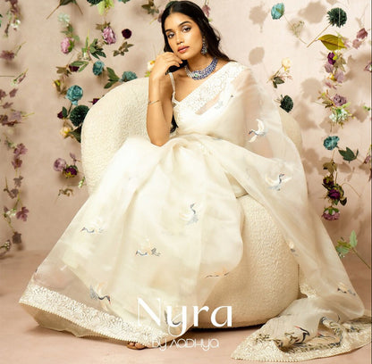 Off White Soft Tebby Silk Saree