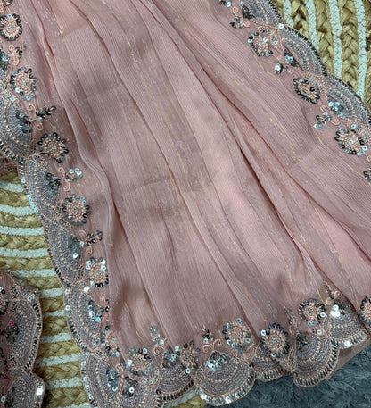 Light Pink Soft Chiffon Saree