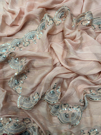 Light Pink Soft Chiffon Saree