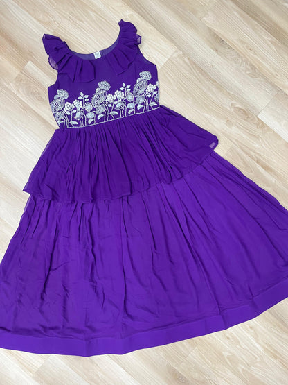 Designer Round Neck With Beads Embroidered Work Gown