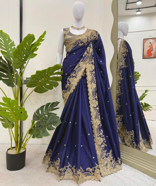 Purple Rangoli Silk Sequins Work Saree