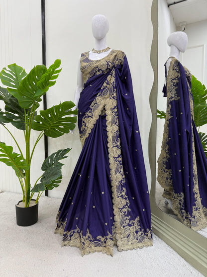 Purple Rangoli Silk Sequins Work Saree