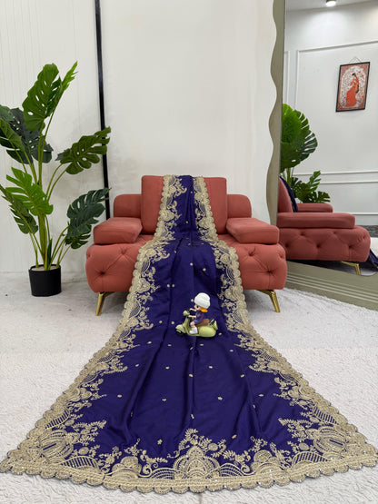 Purple Rangoli Silk Sequins Work Saree