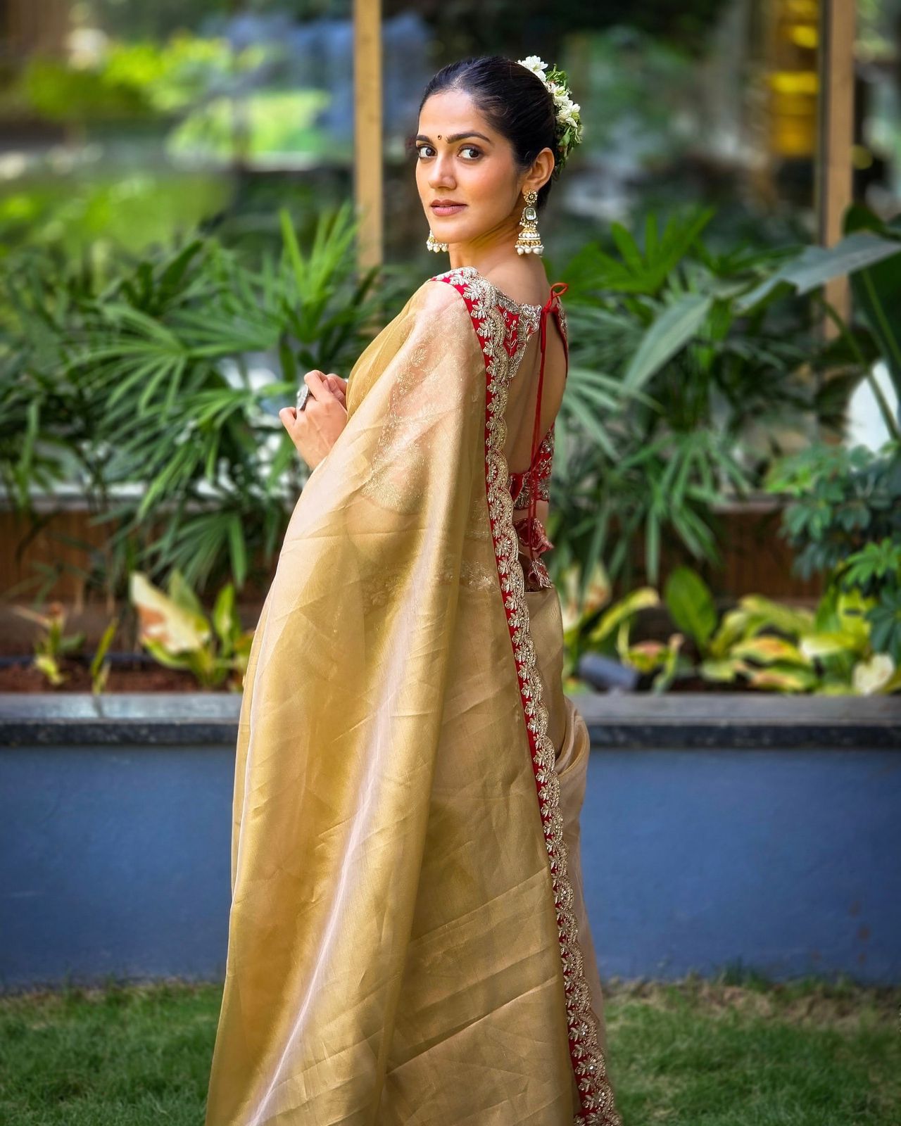 Premium Zoya Gold Soft Tissue Fabric Cording Embroidery Work Saree