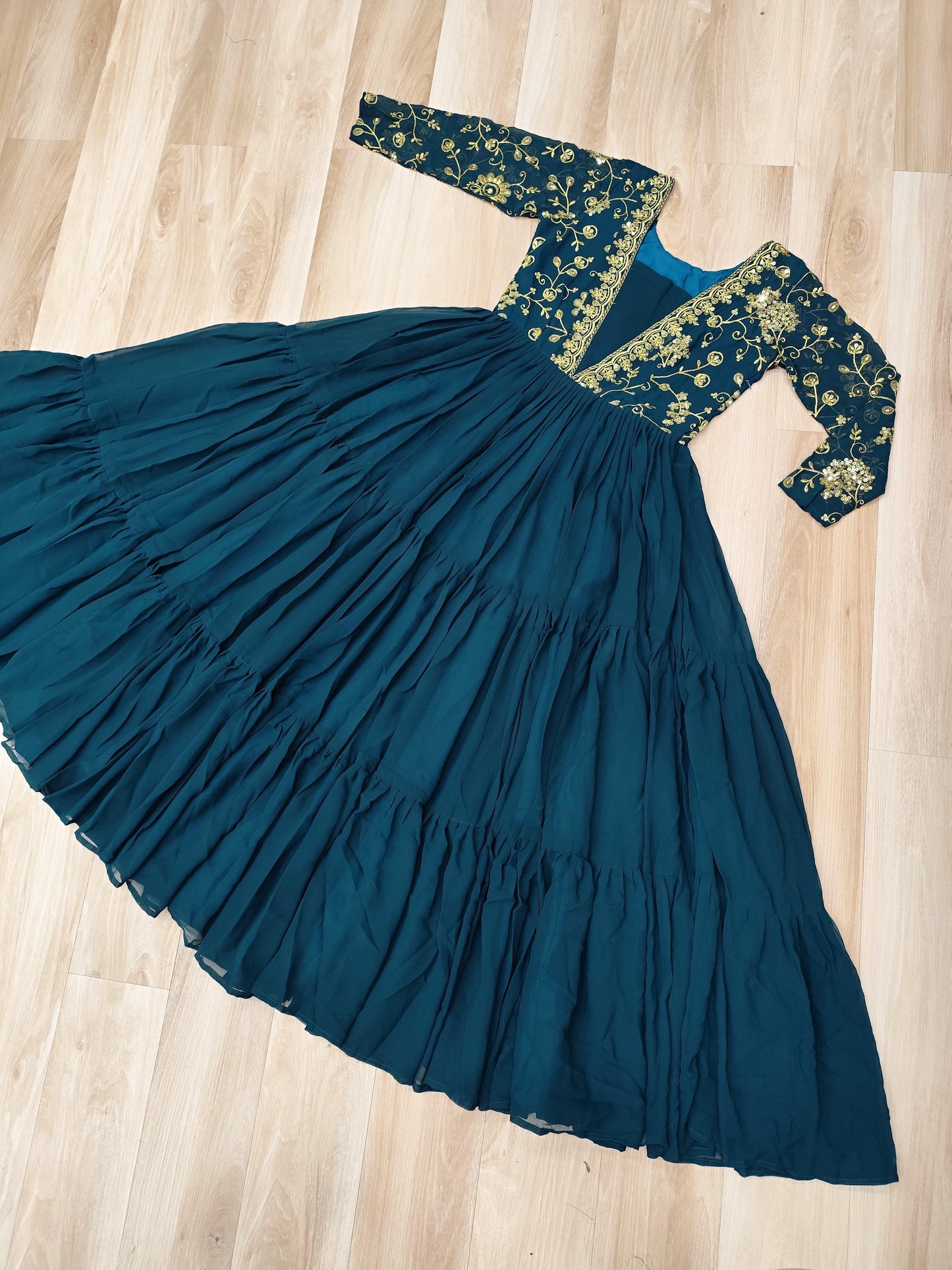 Rama Faux Blooming  Zari Work Gown
