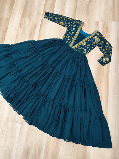 Rama Faux Blooming  Zari Work Gown