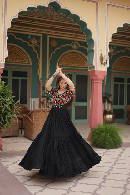 Black  Rayon Kodi Work Gown