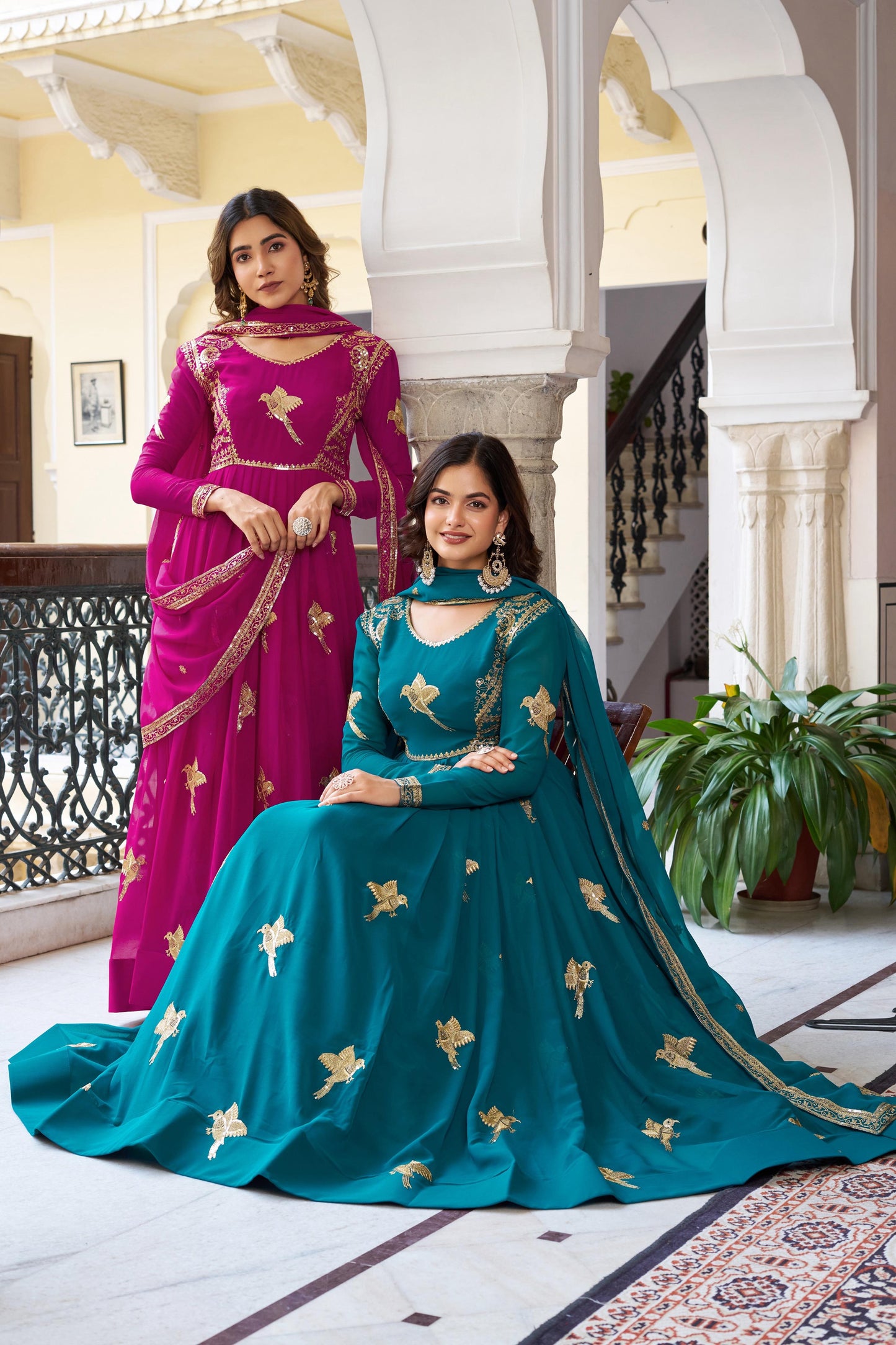 Rama Faux Georgette Thread with Sequins Work 3pc Kurta Set