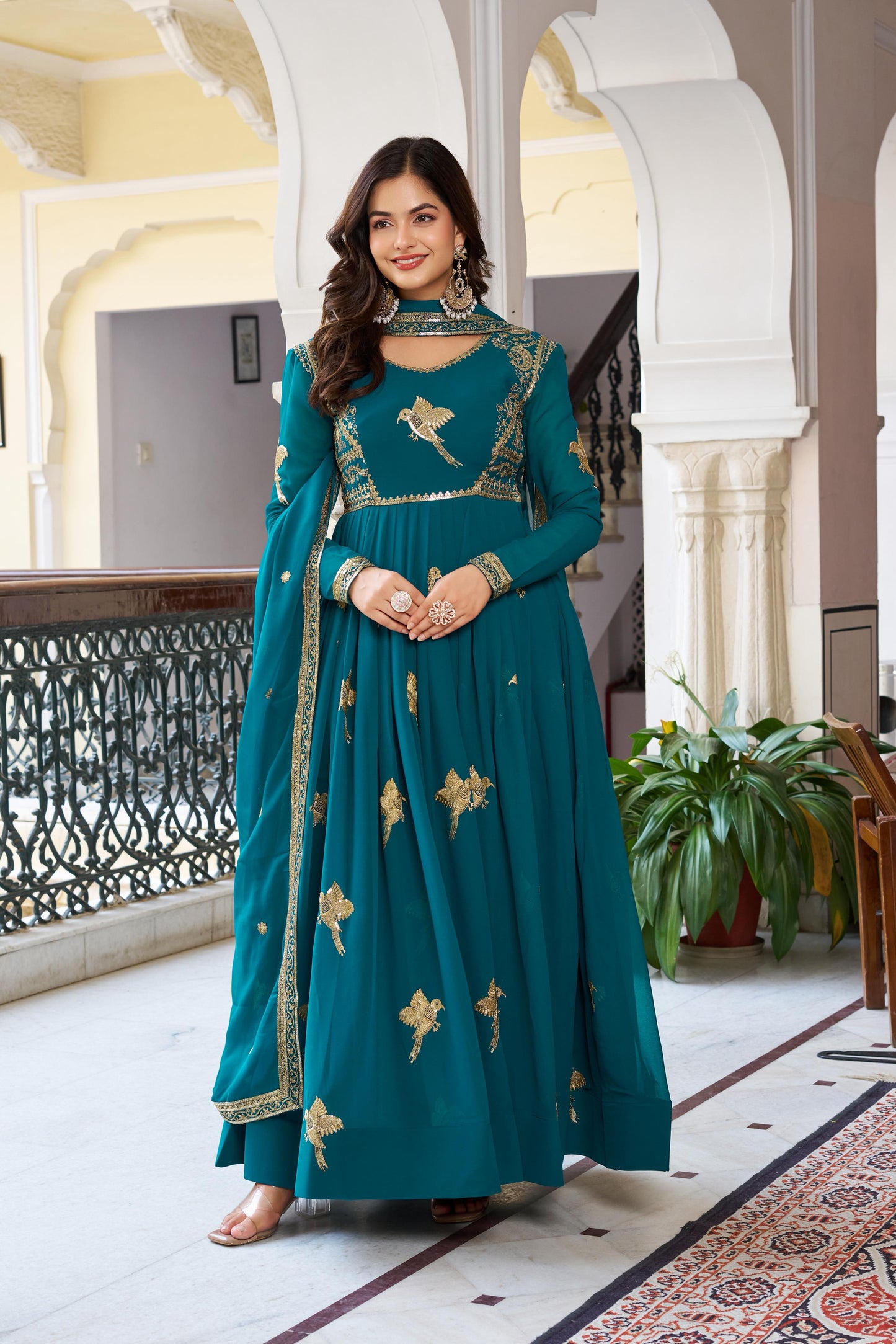 Rama Faux Georgette Thread with Sequins Work 3pc Kurta Set