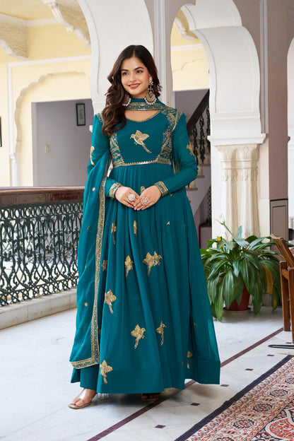 Rama Faux Georgette Thread with Sequins Work 3pc Kurta Set