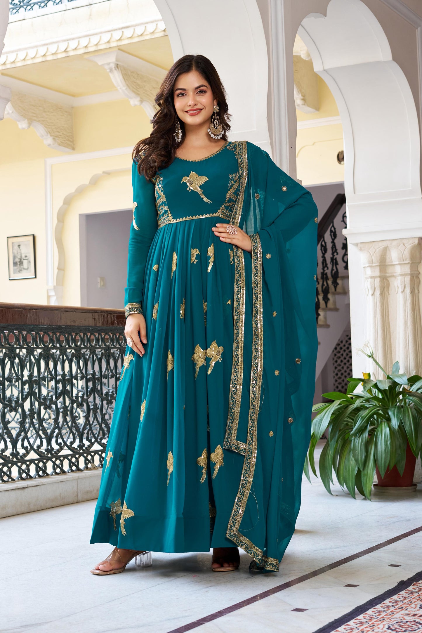 Rama Faux Georgette Thread with Sequins Work 3pc Kurta Set