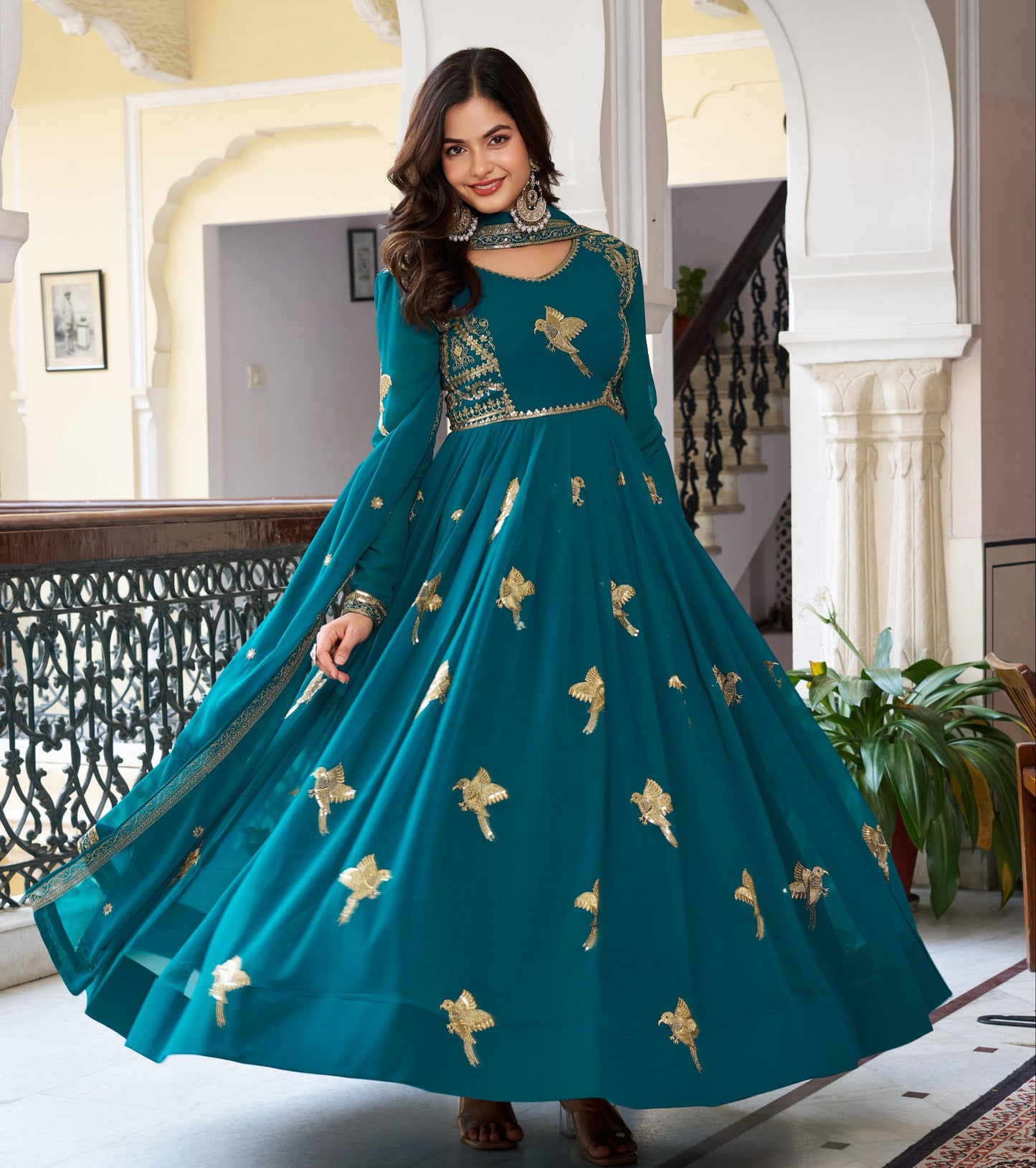 Rama Faux Georgette Thread with Sequins Work 3pc Kurta Set