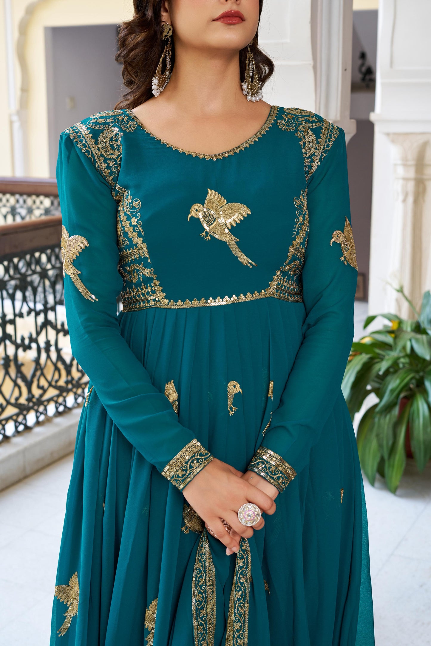 Rama Faux Georgette Thread with Sequins Work 3pc Kurta Set
