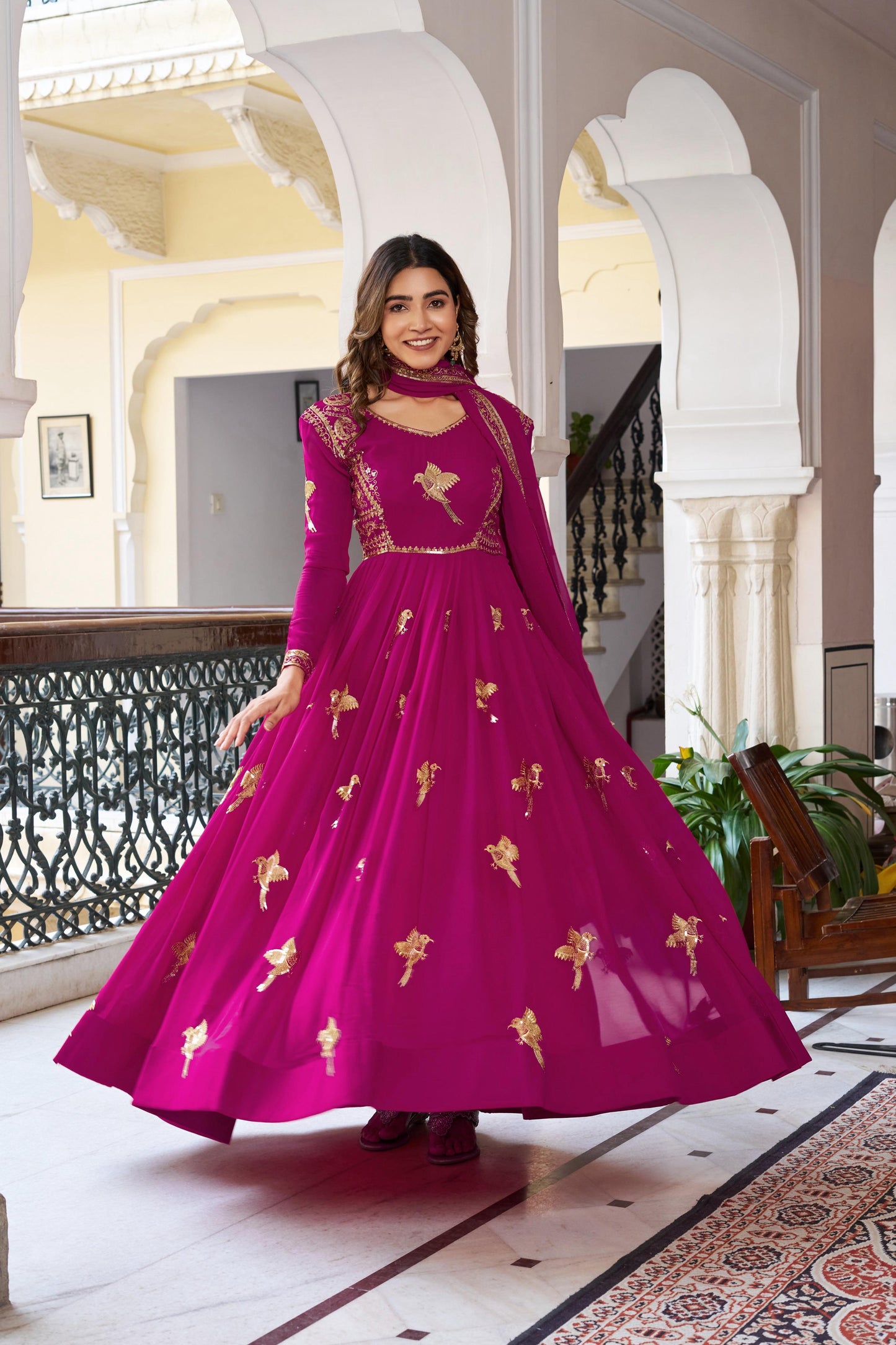 Rama Faux Georgette Thread with Sequins Work 3pc Kurta Set