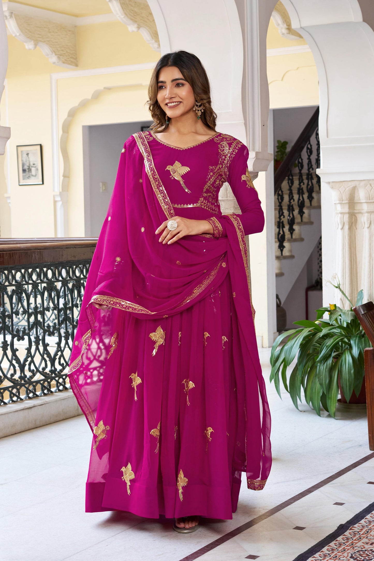 Rama Faux Georgette Thread with Sequins Work 3pc Kurta Set