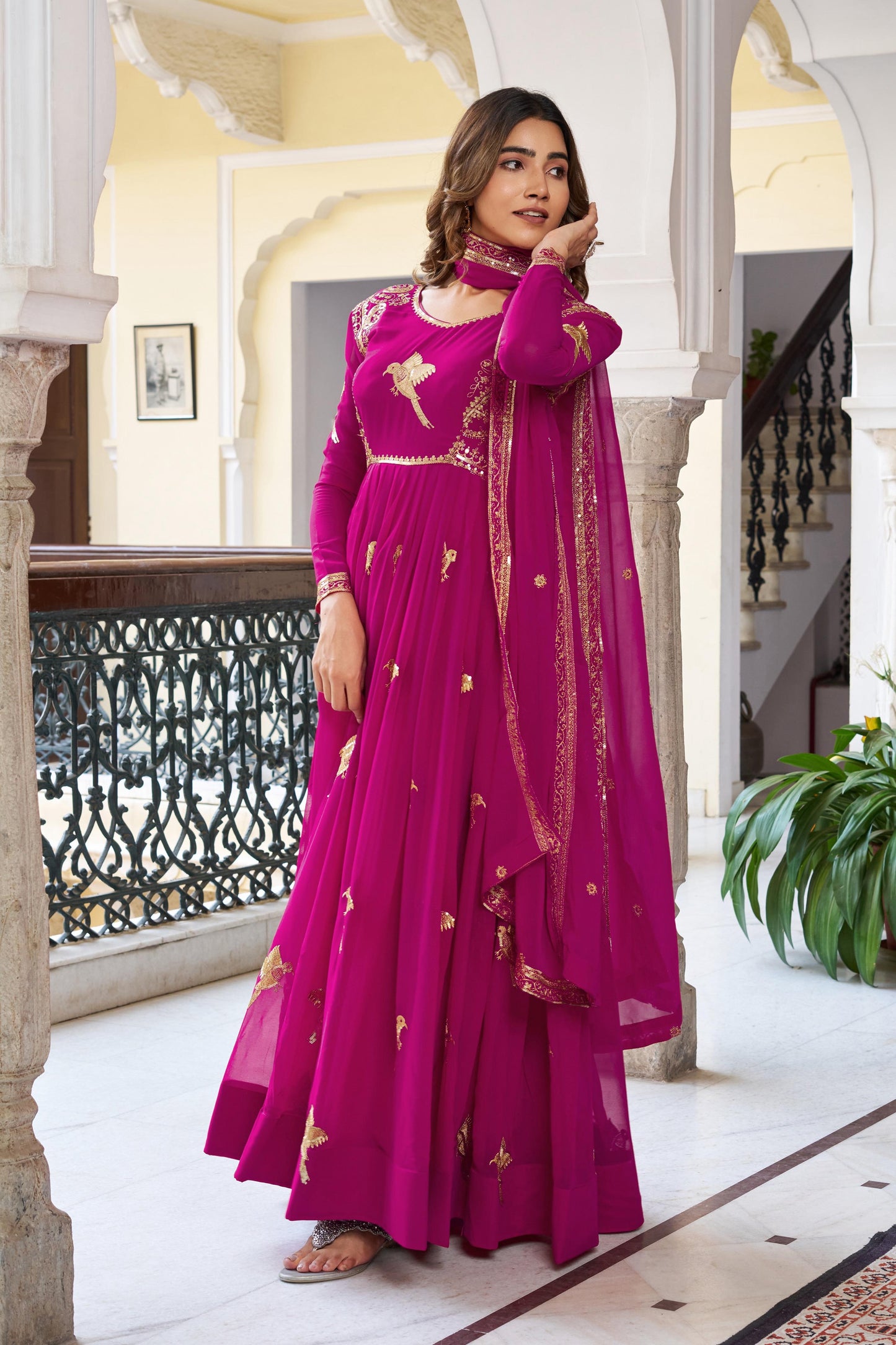 Rama Faux Georgette Thread with Sequins Work 3pc Kurta Set