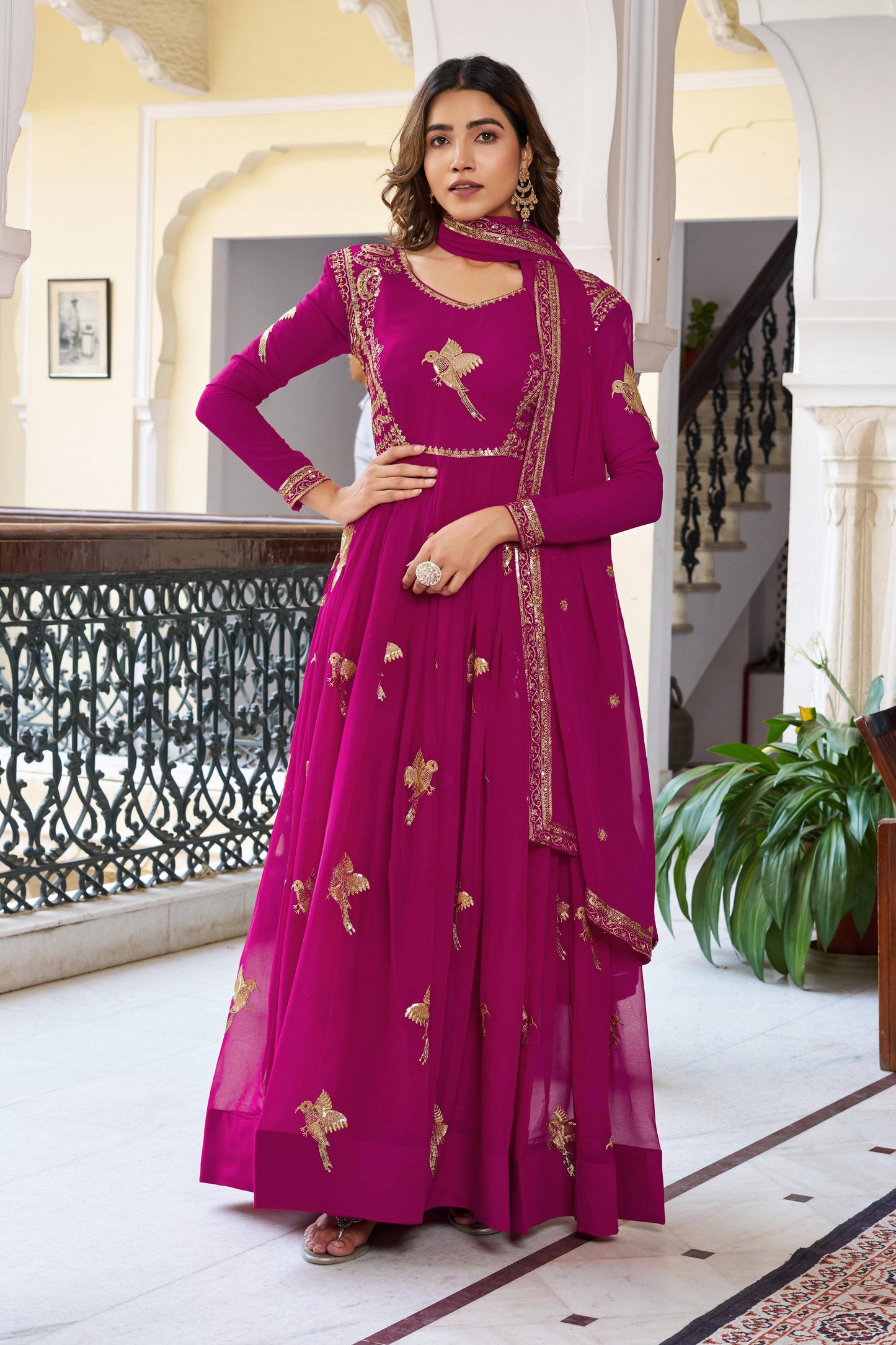 Rama Faux Georgette Thread with Sequins Work 3pc Kurta Set
