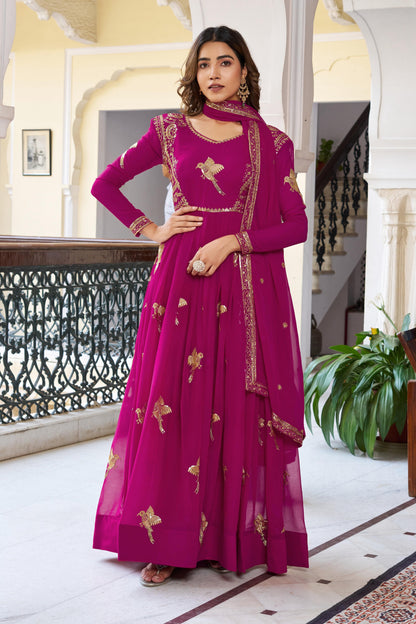 Rama Faux Georgette Thread with Sequins Work 3pc Kurta Set