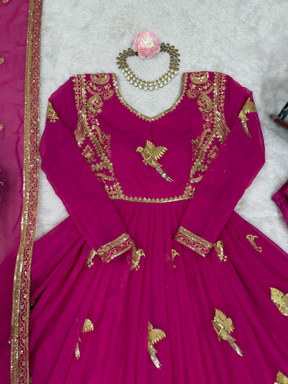 Rama Faux Georgette Thread with Sequins Work 3pc Kurta Set
