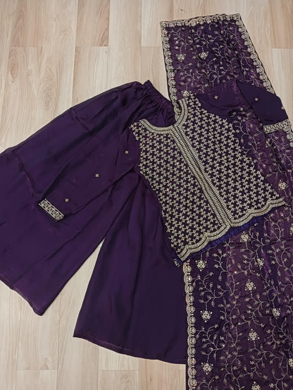 Mehendi  Fendy  Rich beads Embroidered Work Sharara set