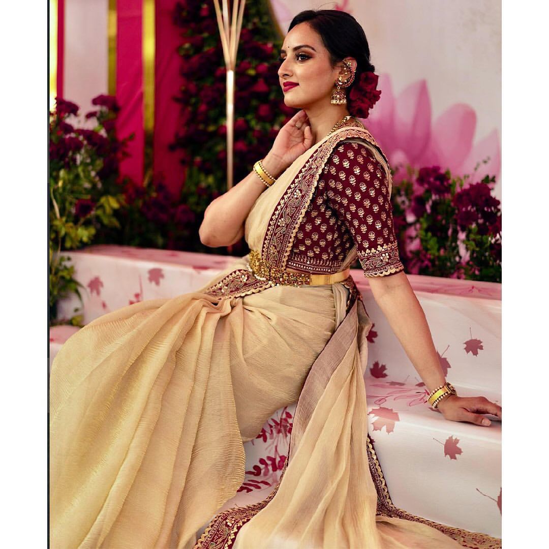 Off White Soft Twill with Banarasi Crush Saree