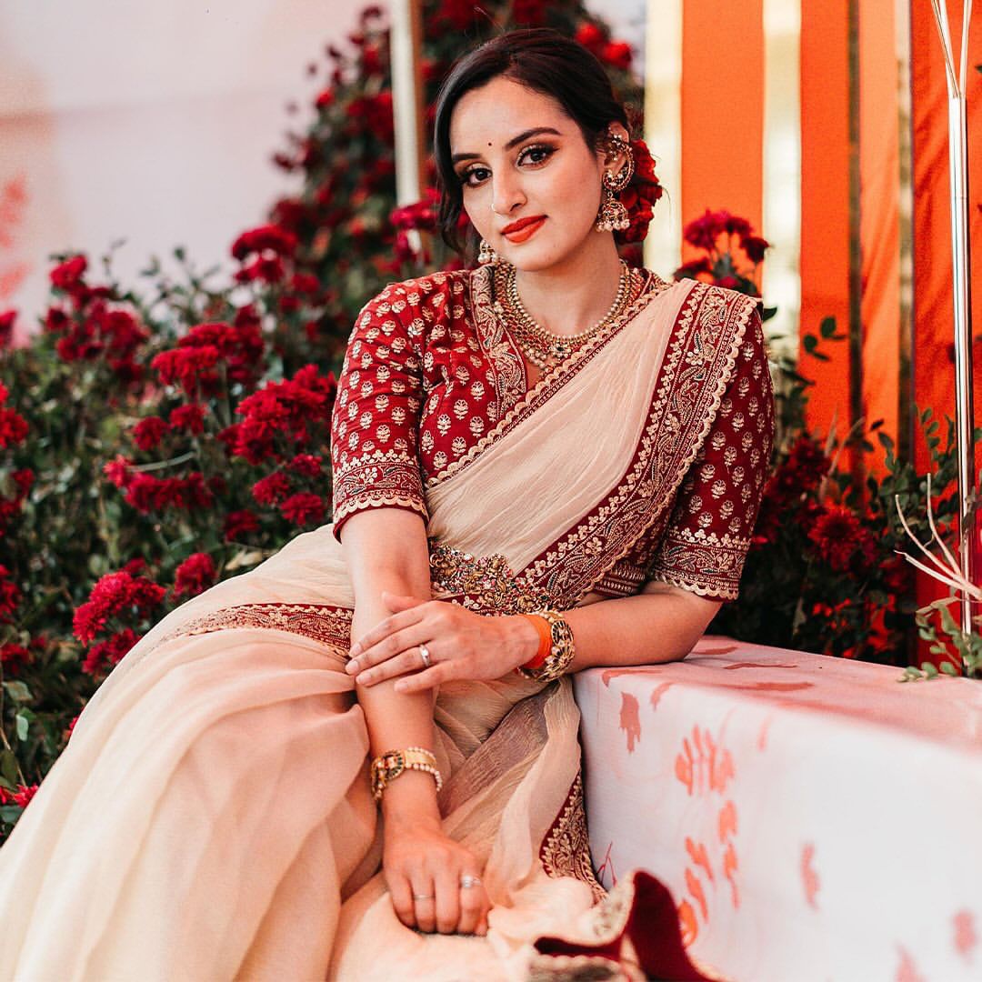Off White Soft Twill with Banarasi Crush Saree