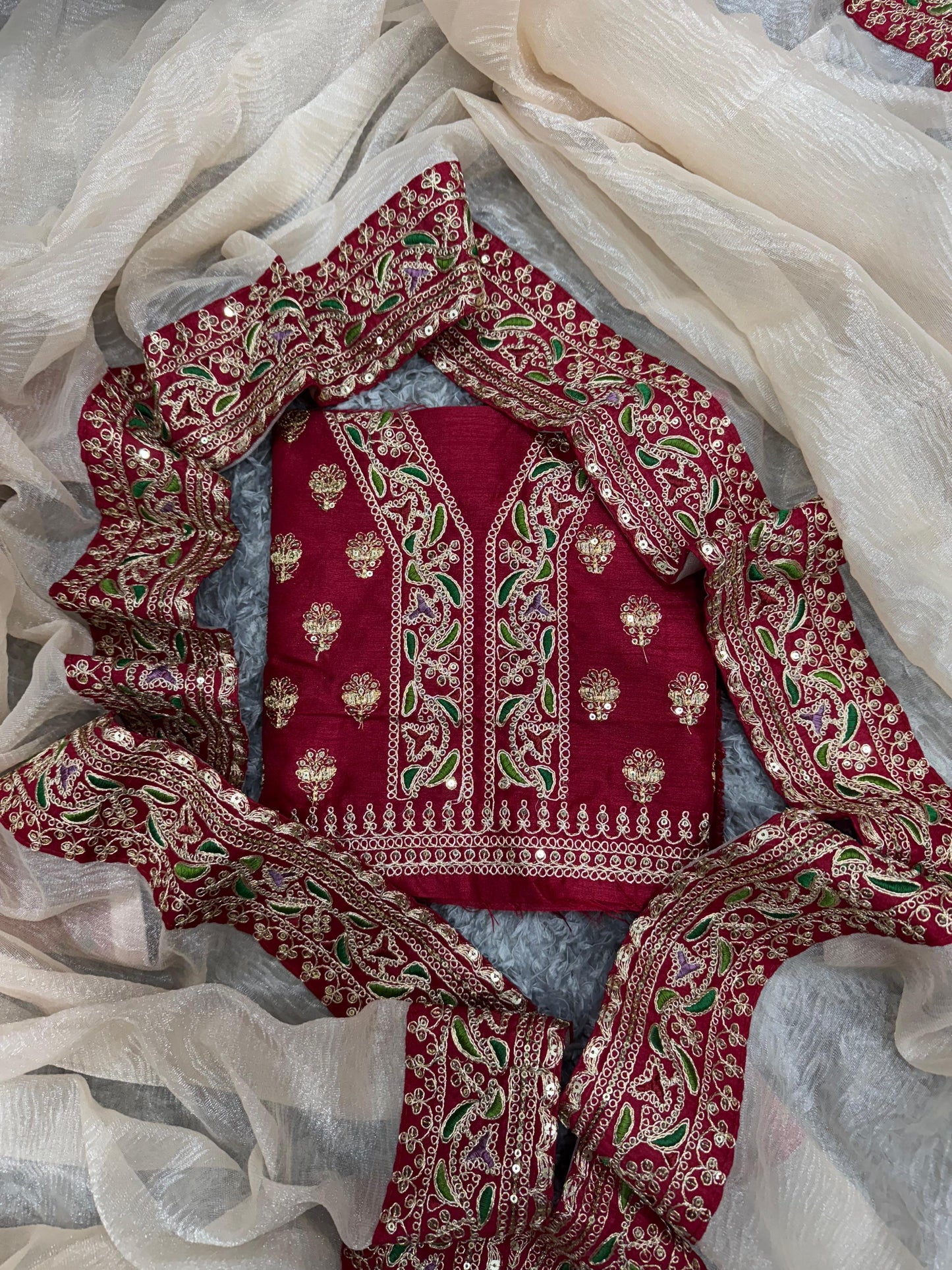 Off White Soft Twill with Banarasi Crush Saree