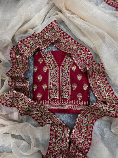 Off White Soft Twill with Banarasi Crush Saree