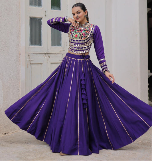 Purple Roman with Attractive Gota-Patti Lace Lehenga Choli