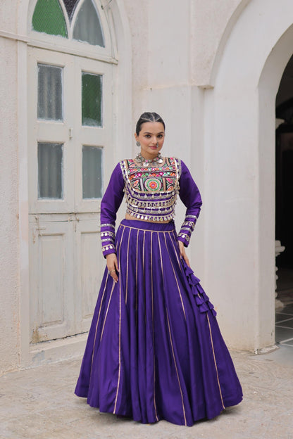 Purple Roman with Attractive Gota-Patti Lace Lehenga Choli