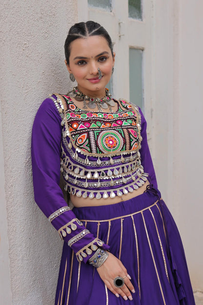 Purple Roman with Attractive Gota-Patti Lace Lehenga Choli