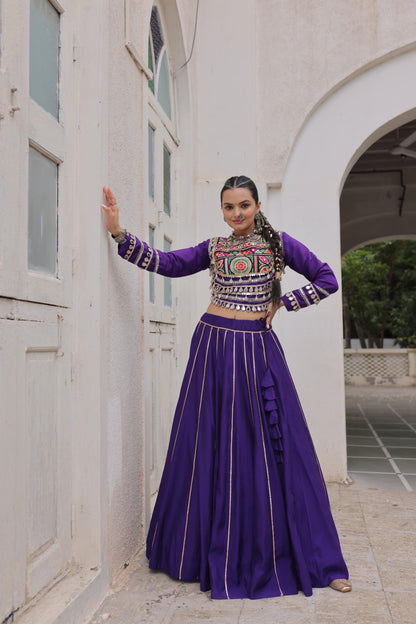 Purple Roman with Attractive Gota-Patti Lace Lehenga Choli