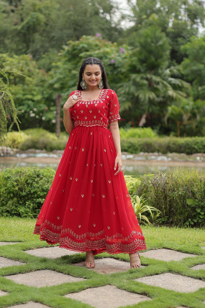 FLAWLESS FUCHSIA DARK MAROON COLOR  ANARKALI GOWN