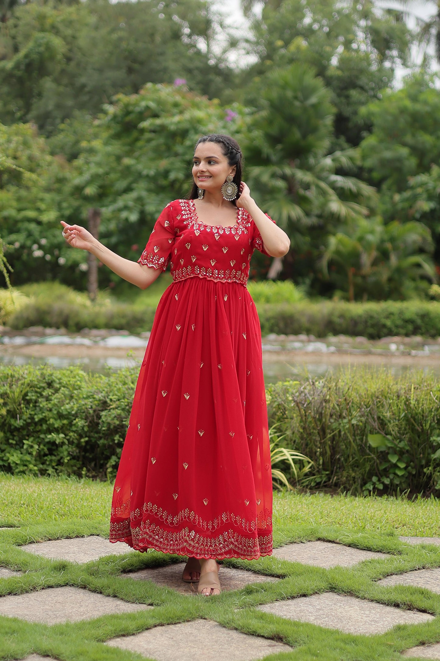 FLAWLESS FUCHSIA DARK MAROON COLOR  ANARKALI GOWN