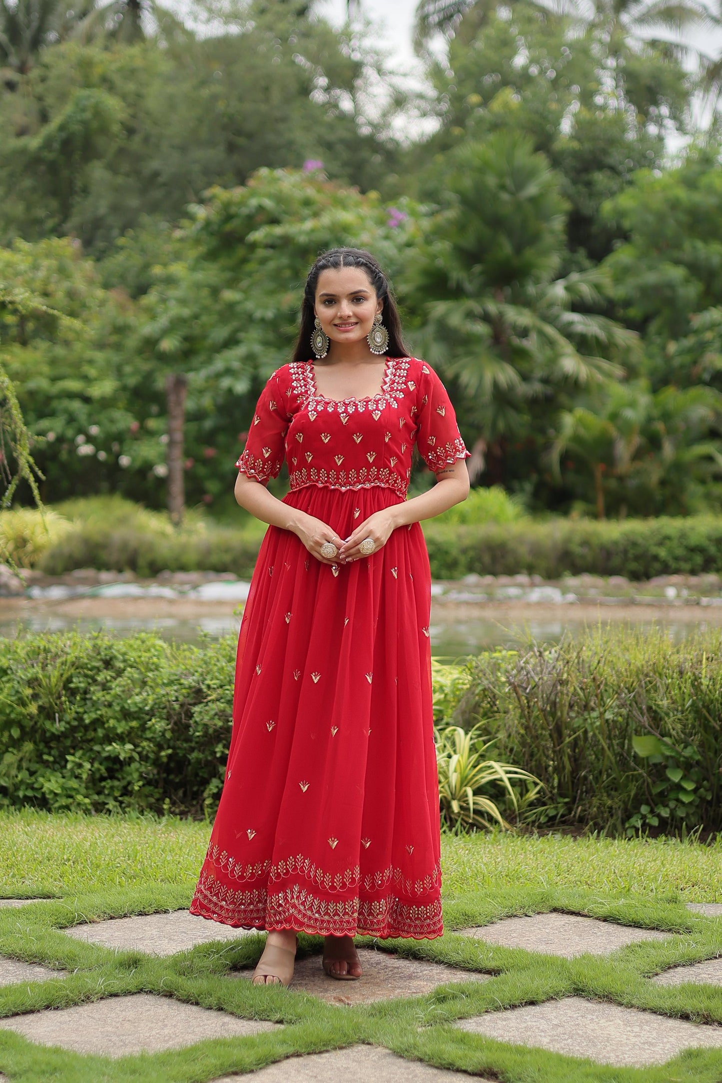 FLAWLESS FUCHSIA DARK MAROON COLOR  ANARKALI GOWN