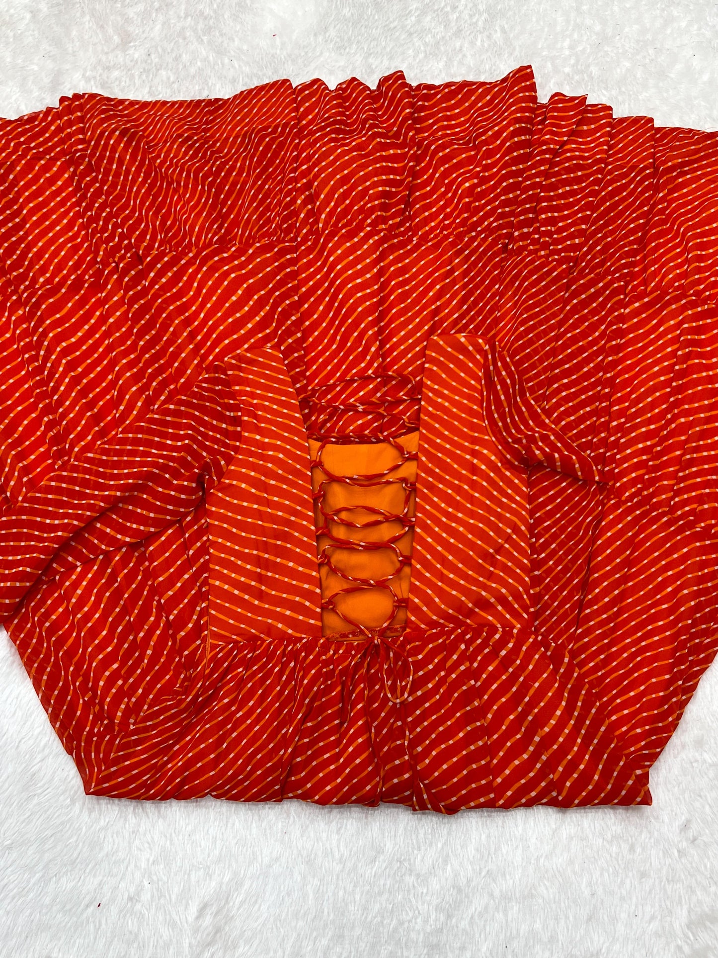 Orange Heavy Pure Soft Fox Georgette with Laheriya Printed Gown
