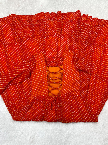 Orange Heavy Pure Soft Fox Georgette with Laheriya Printed Gown