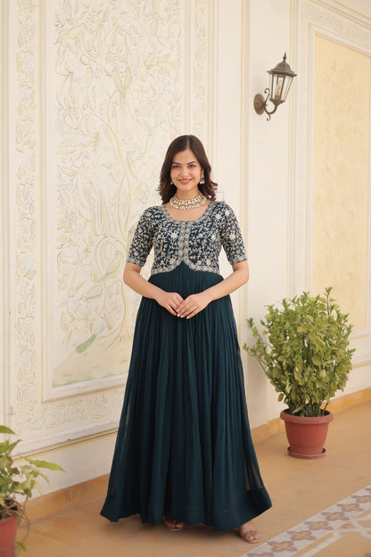 RAMA COLOR DESIGNER ZARI SEQUINS WORK GOWN