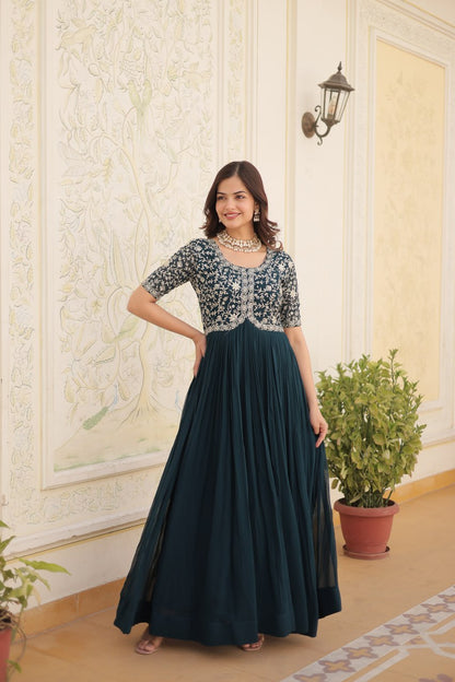 RAMA COLOR DESIGNER ZARI SEQUINS WORK GOWN