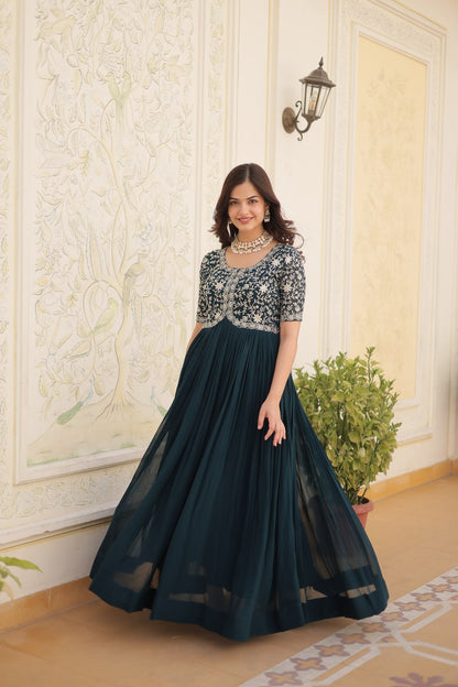 RAMA COLOR DESIGNER ZARI SEQUINS WORK GOWN